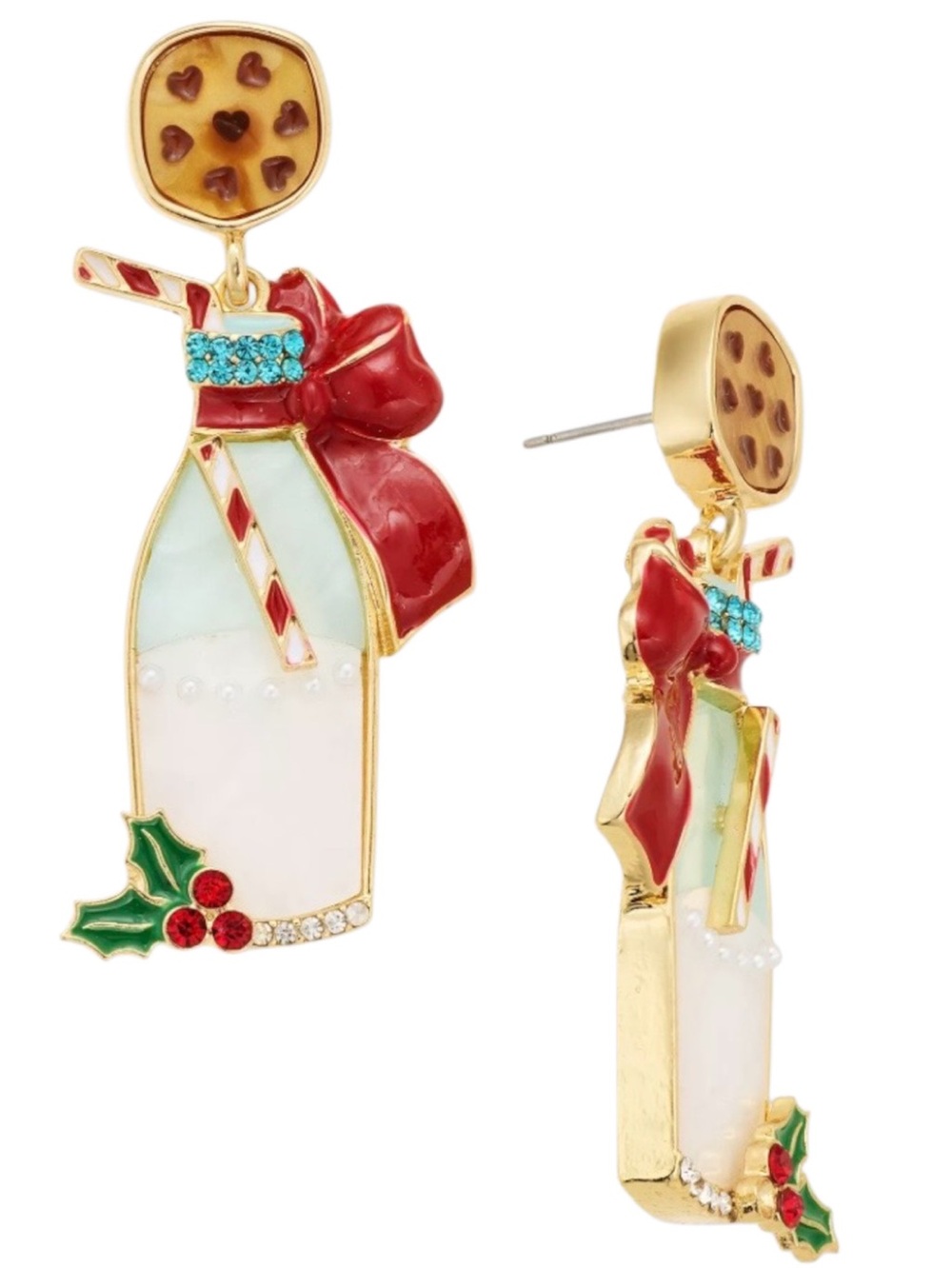 Holiday Lane Pavé & Imitation Pearl Milk & Cookie Drop Earrings (NWT)